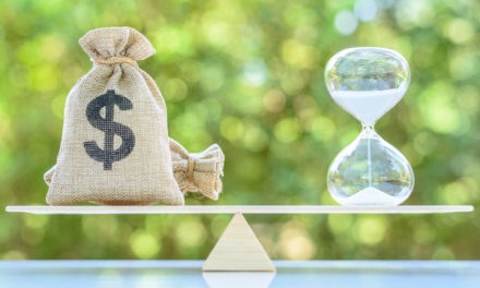 Options Trading Strategy bag of money with hour glass