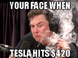 Tesla Inc. (TSLA) hit $420 per share.
