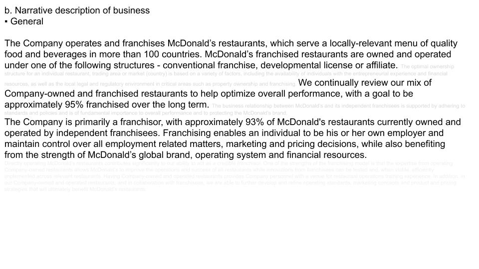 MacDonald's Narrative of Business