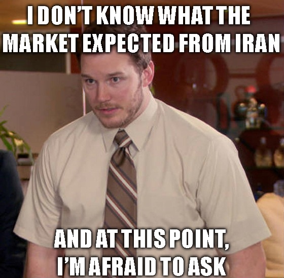 “Less than feared.” It reminds me of “less than expected,” as if the Iranian missile strikes on U.S. military bases in Iraq are in some way similar to corporate earnings reports.