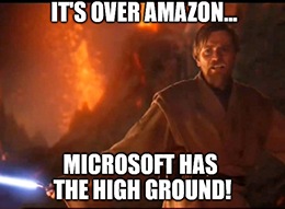 Azure is Microsoft’s “Intelligent Cloud” business, and it’s eating Amazon Web Services’ lunch with JEDI-like prowess.