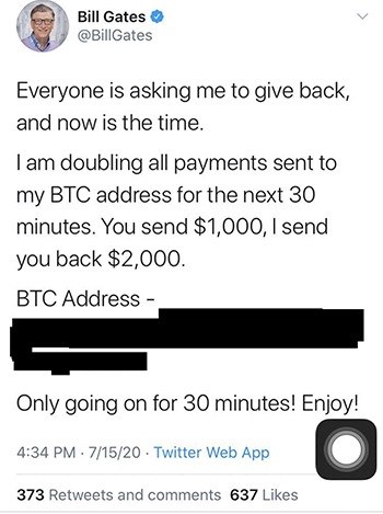 “Bill” has given out free cash on Facebook for years. I guess it was just a matter of time before he switched to Twitter. (Not really.)