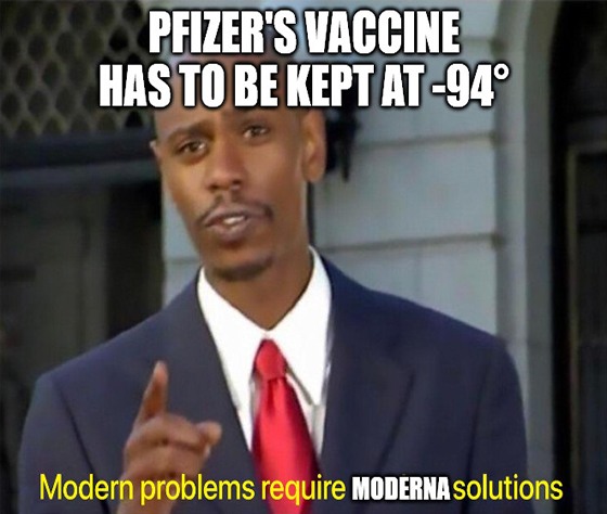Can you be too cool for the vaccine race? As it turns out for Pfizer, yes … yes, you can. With Moderna’s vaccine coming in hot, Pfizer just got one-upped.