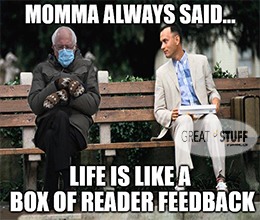 Bernie inauguration reader feedback meme
