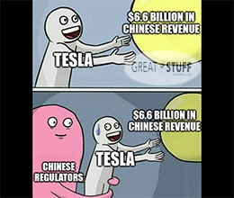 Tesla snatched by Chinese regulators meme small