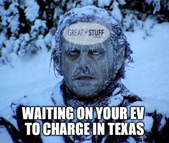 Frozen EVs charging Texas meme