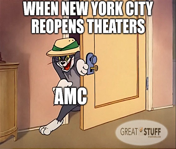 New York City reopens theaters AMC meme New York City reopens theaters AMC meme