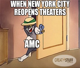 New York City reopens theaters AMC meme small