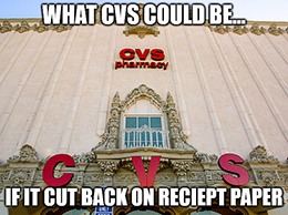 Fancy CVS cut back on receipt paper meme