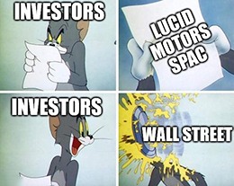 Investors pie in face Lucid Motors SPAC meme