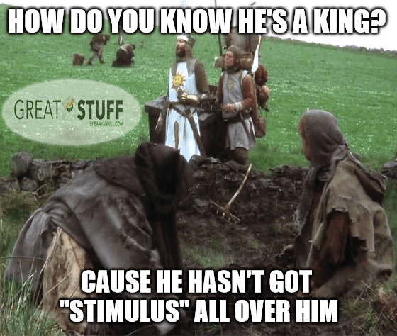 He's a king hasn't got stimulus on him Python meme big