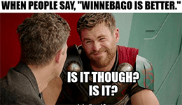 Winnebago vs. Thor earnings March 2021 meme