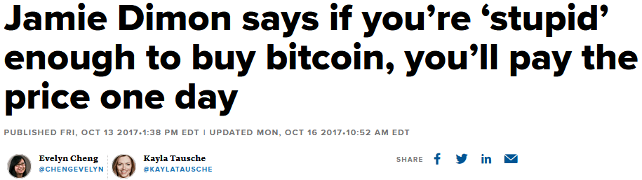 Jamie Dimon bitcoin stupid quote