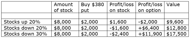 put options insurance strategy example