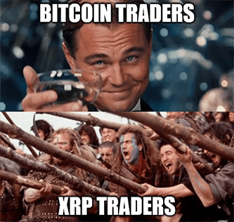 Bitcoin traders vs. XRP traders Ripple army meme