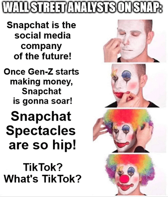 Snapchat fans clowning around What's TikTok meme