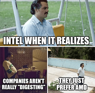 Intel vs AMD digesting data center sales meme