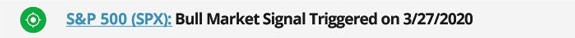 sp500 bull market signal March 2020