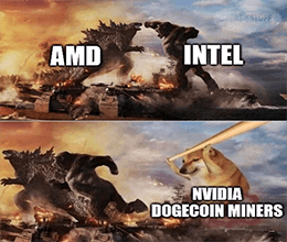 AMD vs Intel vs Nvidia dogecoin miners meme small