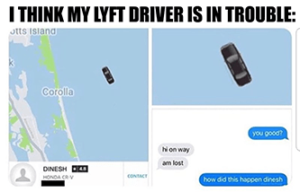 Lyft driver in trouble at sea meme