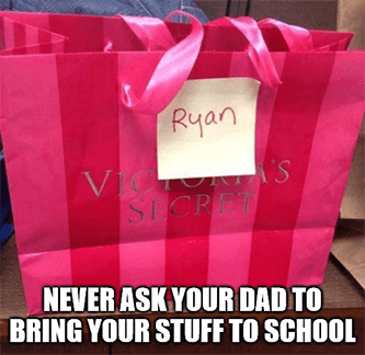 Never ask dad to bring stuff to school VS LB meme