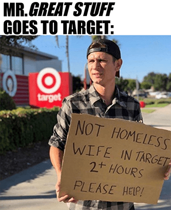 Target not homeless just stuck meme