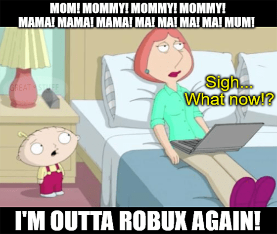 Family Guy outta Robux meme