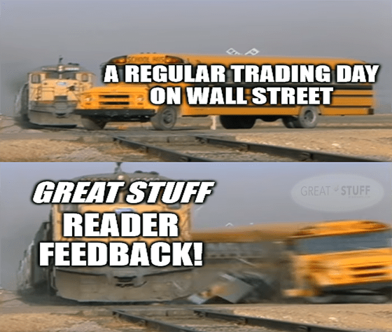 Regular day on Wall Street Reader Feedback bus train meme big