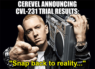 Cerevel announcing CVL-231 trial snap back reality meme