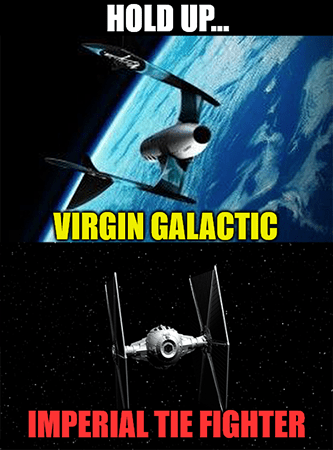 Virgin Galactic ship looks like Tie Fighter meme