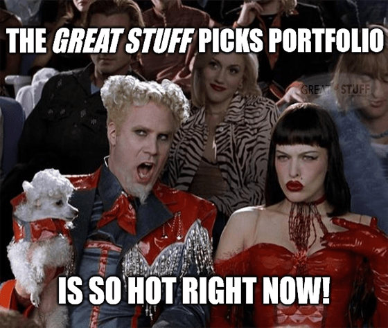 Great Stuff Picks portfolio so hot 7 triple-digit gains meme big