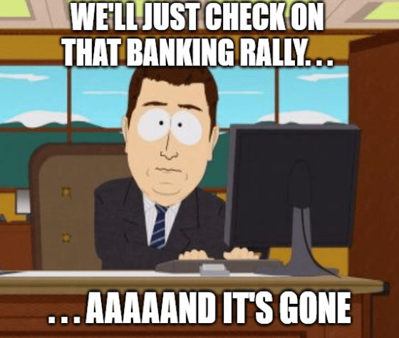check on the banking rally and it's gone meme big