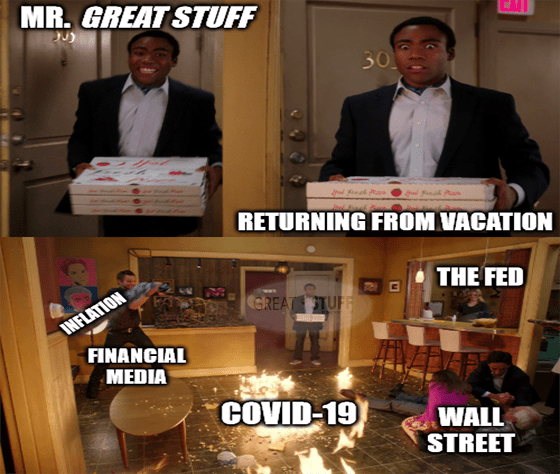 Return from vacation fire inflation COVID-19 Wall Street meme big