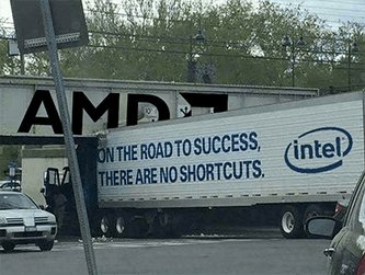 Intel truck vs AMD bridge trade meme