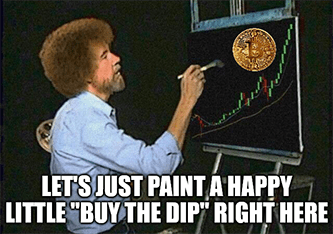 Just paint happy little buy the dip BTC Bob Ross meme
