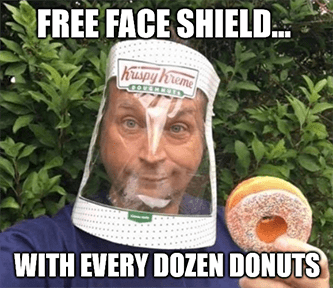 DNUT Free face shield dozen Krispy meme - july jobs gs