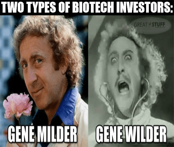 Gene Milder vs Gene Wilder biotech investing MRNA Sanofi meme big
