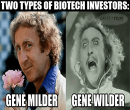 Gene Milder vs Gene Wilder biotech investing MRNA Sanofi meme small