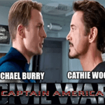 Michael Burry vs Cathie Wood war meme small