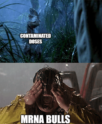 Contaminated doses vs. Moderna investors Jurassic park meme