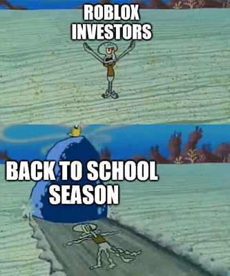 RBLX investors Squidward back-to-school rock meme