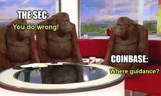 Coinbase SEC apes wrong lawsuit meme