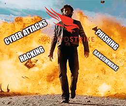 Cyberattacks hacking phishing ransomware CrowdStrike earnings meme small