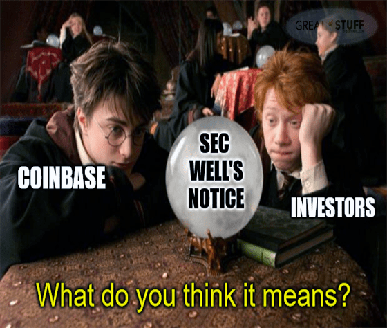 Harry Potter Coinbase SEC well's meme big