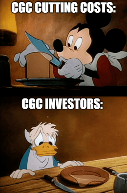 Canopy Growth Cutting Costs Sad Donald Duck Meme
