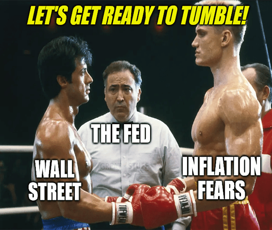 Fed Inflation and Wall Street Rocky Boxing Match Meme Big