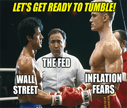 Fed Inflation and Wall Street Rocky Boxing Match Meme Small