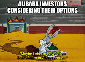 Alibaba Investors Options Bugs Bunny meme