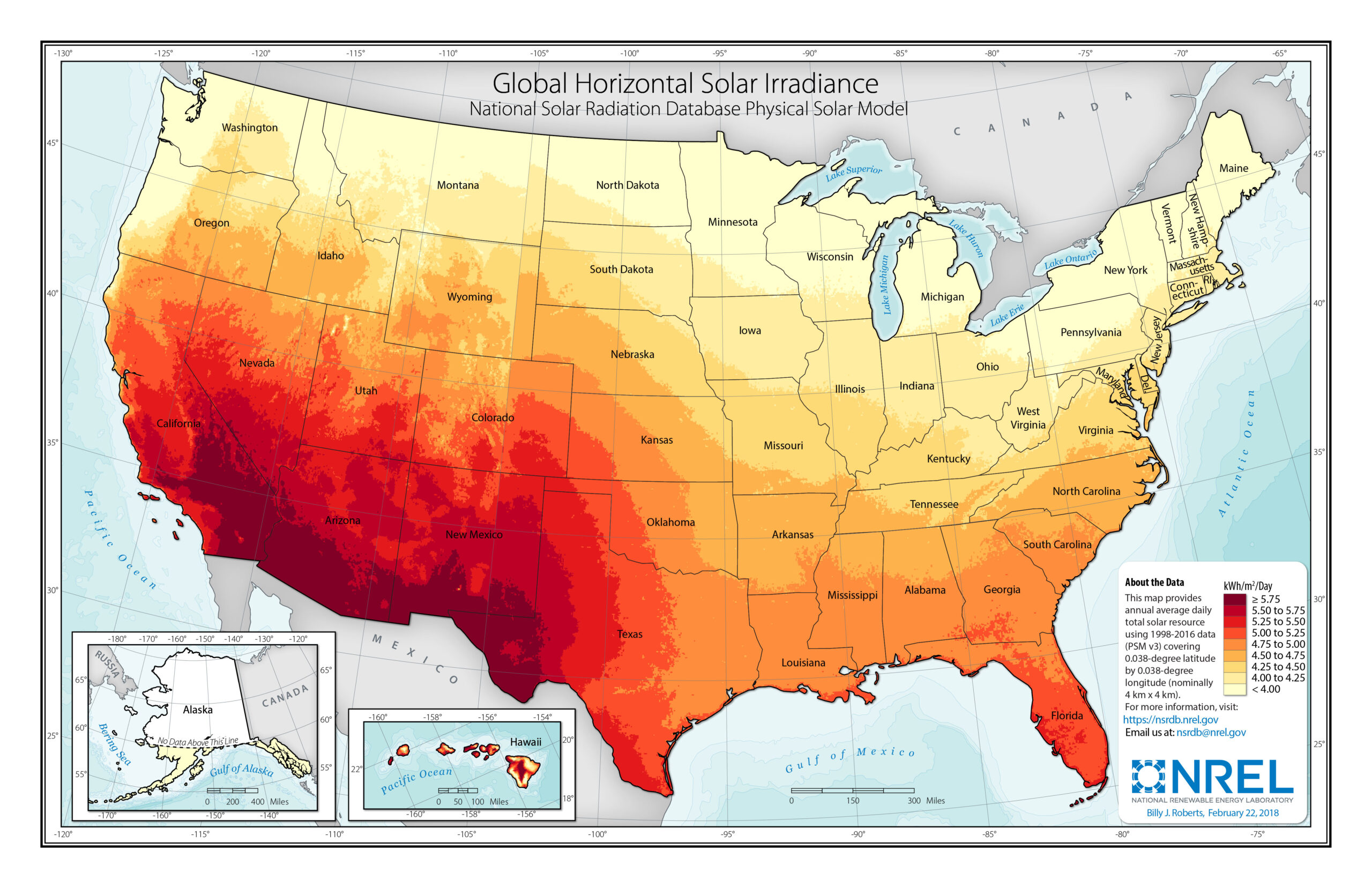 global horizontal solar map