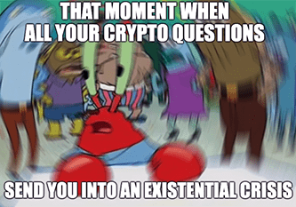Mr. Krabs Crypto questions crisis existential meme